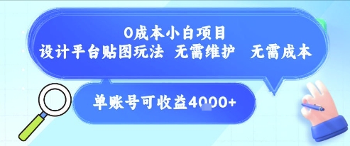 0成本小白项目,设计平台贴图玩法,无需维护,无需成本,单账号单月可产生收益4k+ - A5资源网 0成本小白项目,设计平台贴图玩法,无需维护,无需成本,单账号单月可产生收益4k+
