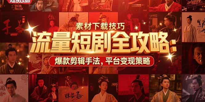 流量短剧全攻略:素材下载技巧,爆款剪辑手法,平台变现策略 - A5资源网 流量短剧全攻略:素材下载技巧,爆款剪辑手法,平台变现策略 - A5资源网