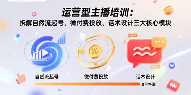 运营型主播培训：拆解自然流起号、微付费投放、话术设计三大核心模块-8月 - A5资源网