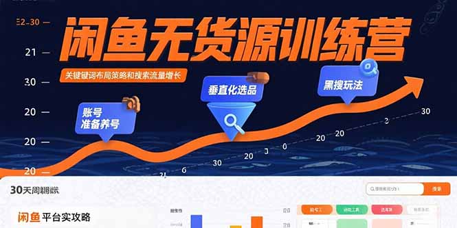 闲鱼无货源训练营：账号准备养号/垂直化选品/黑搜玩法，0基础30天盈利指南 - A5资源网