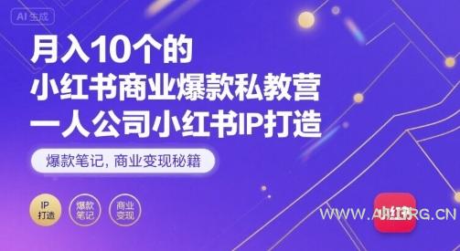 月入10个的小红书商业爆款私教营，一人公司小红书IP打造，爆款笔记，商业变现秘籍-A5资源网