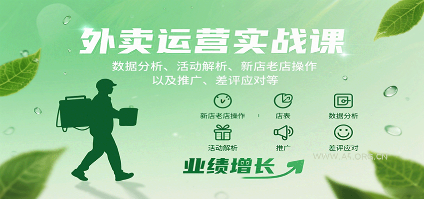 外卖运营实战课：数据分析、活动解析、新店老店操作以及推广、差评应对等-A5资源网