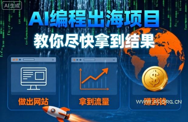 AI编程出海项目，教你尽快拿到结果-做出网站、拿到流量、賺到钱-A5资源网