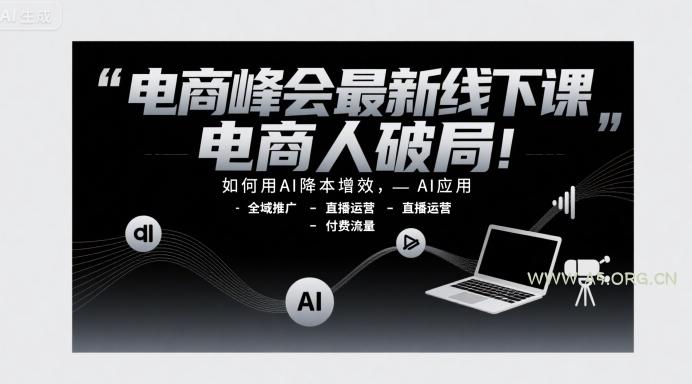 电商峰会最新线下课，电商人破局，如何用AI降本增效，AI应用-全域推广-直播运营-付费流量-A5资源网