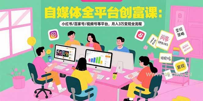 自媒体全平台创富课：小红书/百家号/视频号等平台，月入3万变现全流程-A5资源网