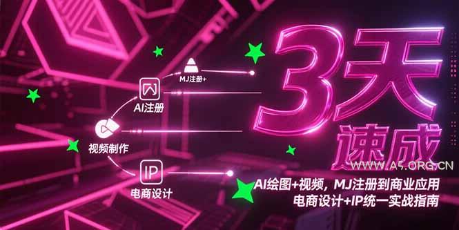 3天速成AI绘图+视频，MJ注册到商业应用，电商设计+IP统一实战指南-A5资源网