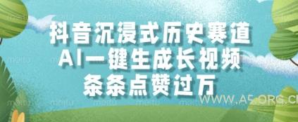抖音沉浸式历史赛道，AI一键生成长视频，条条点赞过W【揭秘】-A5资源网