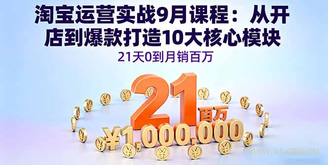 淘宝运营实战9月课程：从开店到爆款打造10大核心模块，21天0到月销百万-小红泡