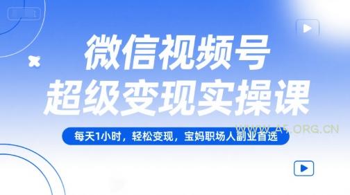 微信视频号超级变现实操课，每天1小时，轻松变现，宝妈职场人副业首选-小红泡