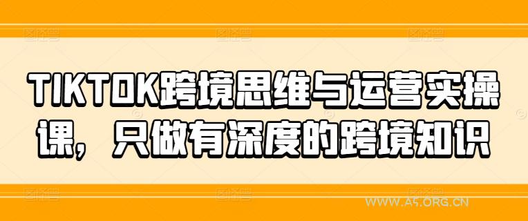 TIKTOK跨境思维与运营实操课，只做有深度的跨境知识-A5资源网