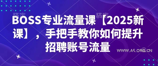 BOSS专业流量课【2025新课】，手把手教你如何提升招聘账号流量-A5资源网