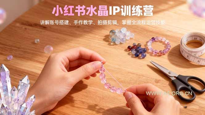 小红书水晶IP训练营,讲解账号搭建、手作教学、拍摄剪辑,全流程运营技能-小红泡