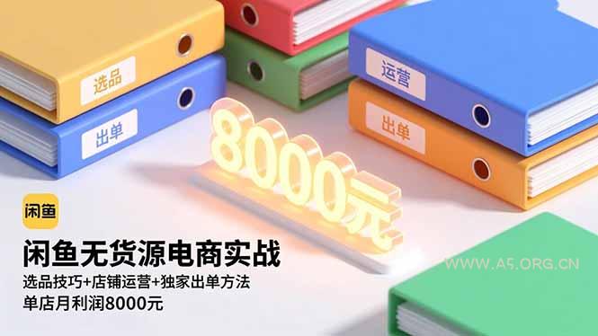 闲鱼无货源电商实战，选品技巧+店铺运营+独家出单方法，单店月利润8000元-小红泡