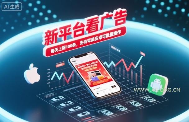 新平台看广告，养好机一条0.3到5米，每天上限100条，支持苹果安卓可批量操作-小红泡