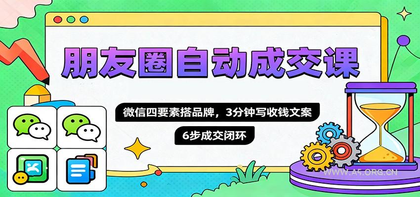 朋友圈自动成交课，微信四要素搭品牌，3分钟写收钱文案，6步成交闭环-小红泡