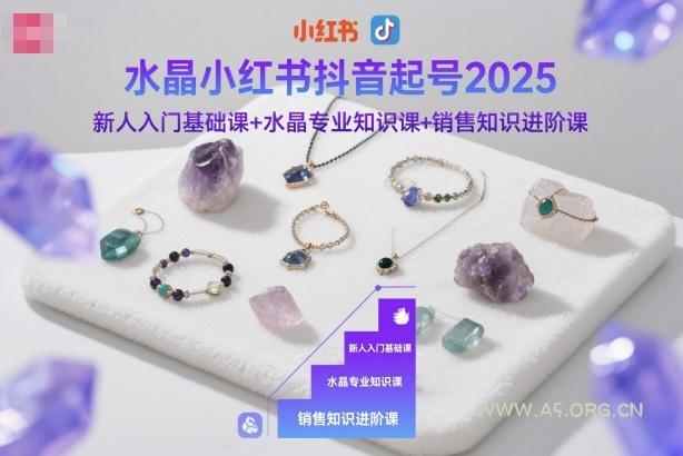 水晶小红书抖音起号2025，新人入门基础课+水晶专业知识课+销售知识进阶课-小红泡