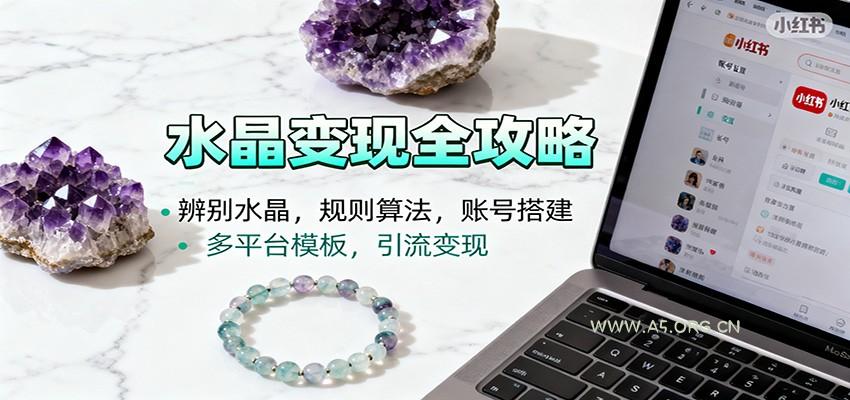 水晶小红书起号课:辨别水晶,规则算法,账号搭建,多平台模板,引流变现-小红泡