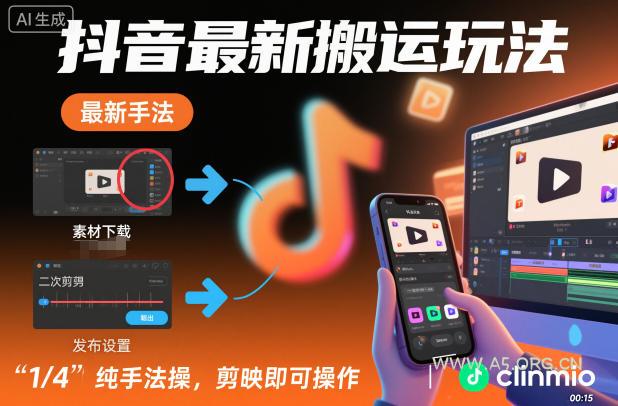 抖音最新搬运玩法，纯手法操作，剪映即可操作-小红泡