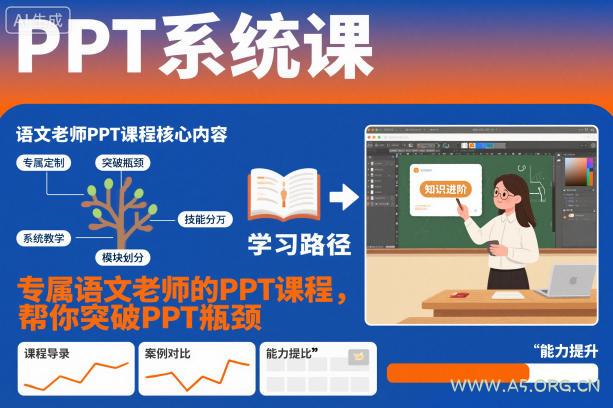 PPT系统课，专属语文老师的PPT课程，帮你突破PPT瓶颈-小红泡
