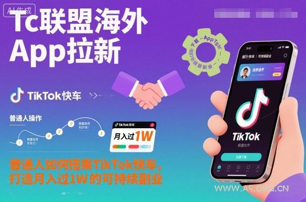 Tc联盟海外App拉新：普通人如何搭乘TikTok快车，打造月入过1W的可持续副业-小红泡