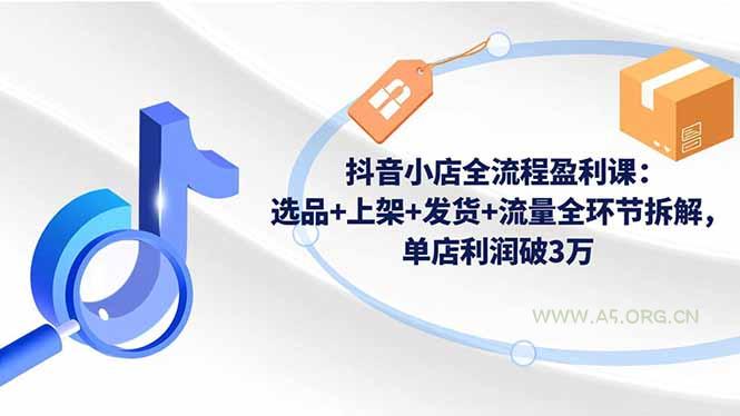 抖音小店全流程盈利课：选品+上架+发货+流量全环节拆解，单店利润破3万-A5资源网