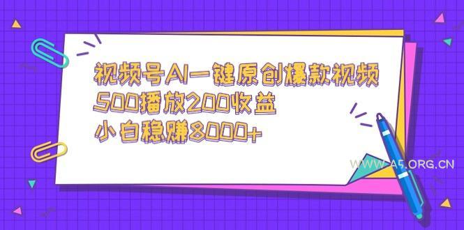 视频号AI一键原创爆款视频,500播放200收益,小白稳赚8000+-小红泡