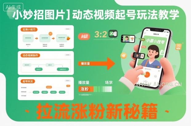小妙招图片+动态视频起号玩法教学,拉流涨粉新秘籍-小红泡