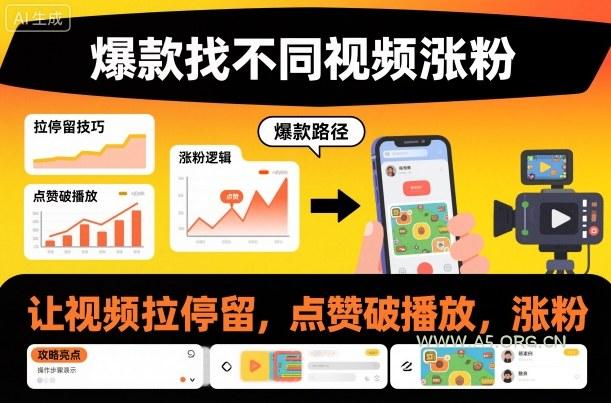 爆款找不同视频涨粉，让视频拉停留，实现点赞，破播放，涨粉-小红泡