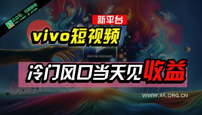 全新平台vivo短视频，新风口AI混剪无脑搬运，冷门风口当天见收益，7天...-小红泡