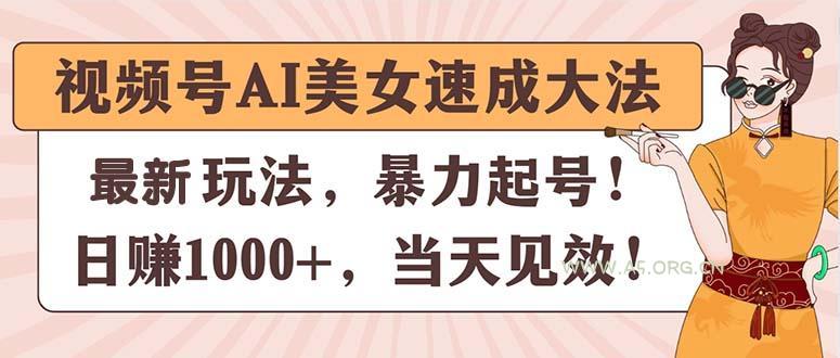 视频号AI美女速成大法，暴力起号，日赚1000+，当天见效-小红泡