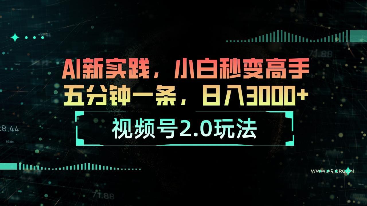 视频号2.0玩法 AI新实践,小白秒变高手五分钟一条,日入3000+-小红泡