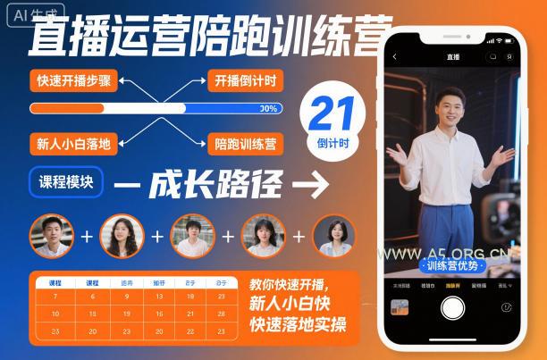 直播运营陪跑训练营,教你快速开播,新人小白快速落地实操-小红泡