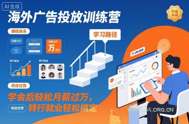 海外广告投放训练营，学会后轻松月薪过万，转行就业轻松搞定-小红泡