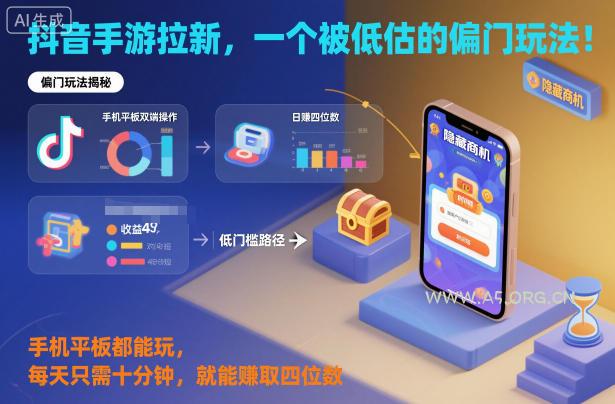 抖音手游拉新，一个被低估的偏门玩法！手机平板都能玩，每天只需十分钟，就能賺取四位数【揭秘】-小红泡