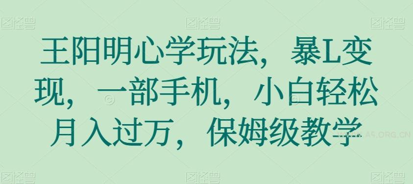 王阳明心学玩法,暴L变现,一部手机,小白轻松月入过万,保姆级教学【揭秘】-小红泡