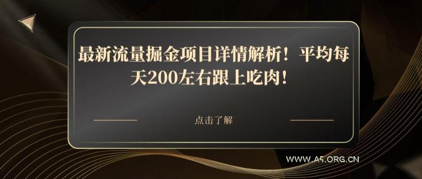 最新流量掘金项目详情解析!平均每天200左右跟上吃肉!-小红泡