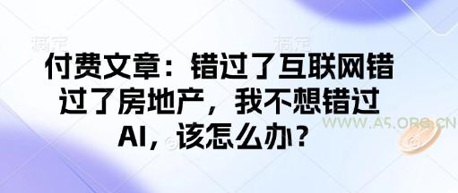 付费文章：错过了互联网错过了房地产，我不想错过AI，该怎么办？-小红泡