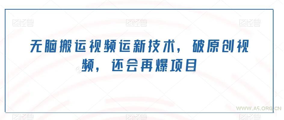 无脑搬运视频运新技术，破原创视频，还会再爆项目-小红泡