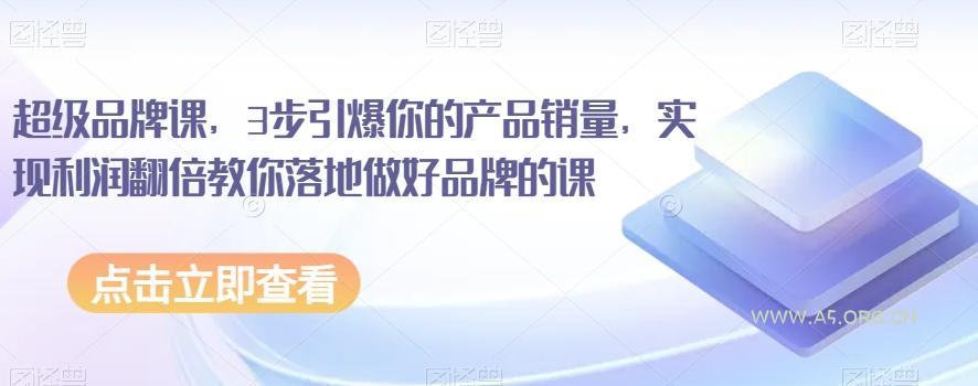 超级品牌课,3步引爆你的产品销量,实现利润翻倍教你落地做好品牌的课-小红泡