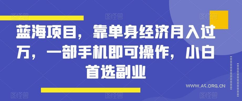 蓝海项目,靠单身经济月入过万,一部手机即可操作,小白首选副业【揭秘】-小红泡