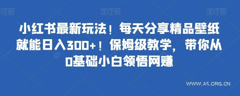 小红书最新玩法!每天分享精品壁纸就能日入300+!保姆级教学,带你从0基础小白领悟网赚-小红泡