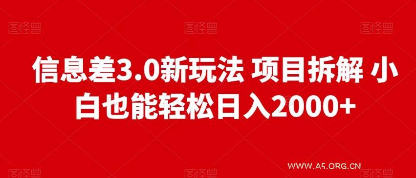 信息差3.0新玩法项目拆解小白也能轻松日入2000+-小红泡