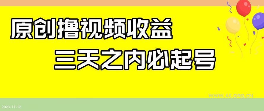 最新撸视频收益，三天之内必起号，一天保底100+【揭秘】-小红泡