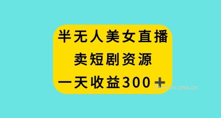 半无人美女直播，卖短剧资源，一天收益300+【揭秘】-小红泡