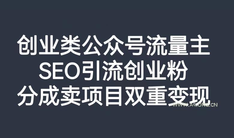 创业类公众号流量主,SEO引流创业粉,分成卖项目双重变现【揭秘】-小红泡