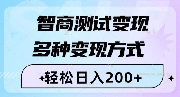 智商测试变现，轻松日入200+，几分钟一个视频，多种变现方式-小红泡