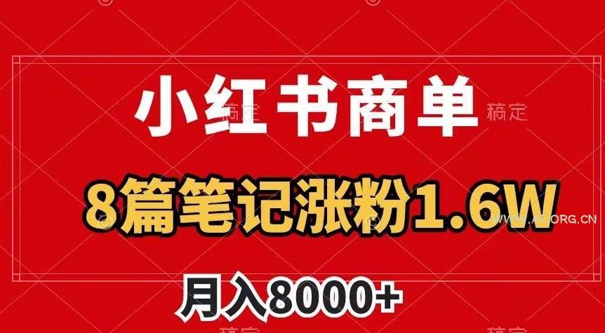 小红书商单最新玩法，8篇笔记涨粉1.6w，作品制作简单，月入8000+【揭秘】-小红泡