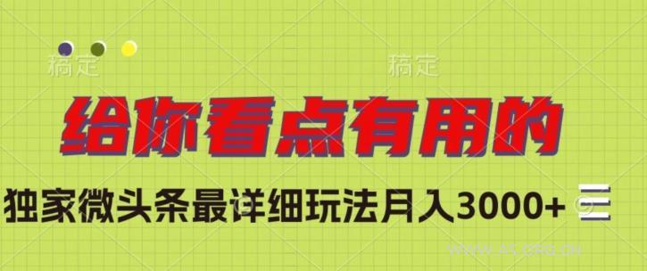 独家微头条最详细玩法，月入3000+【揭秘】-小红泡