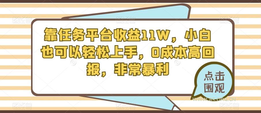 靠任务平台收益11W，小白也可以轻松上手，0成本高回报，非常暴利-小红泡