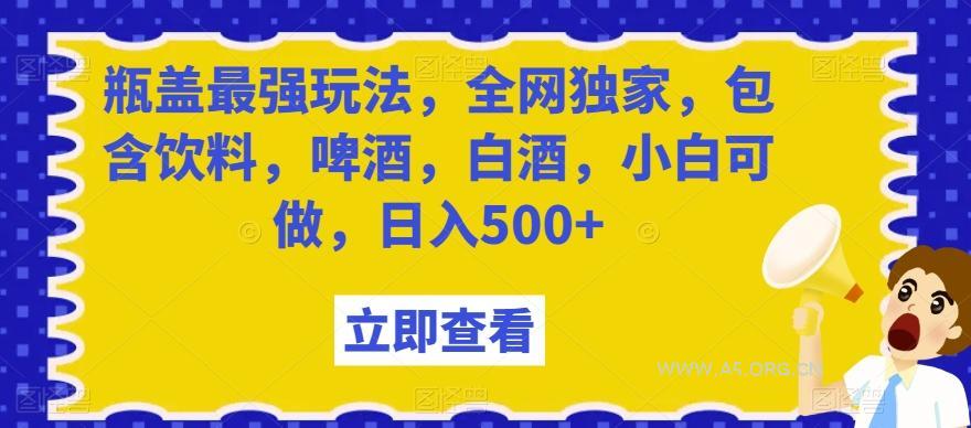 瓶盖最强玩法，全网独家，包含饮料，啤酒，白酒，小白可做，日入500+【揭秘】-小红泡